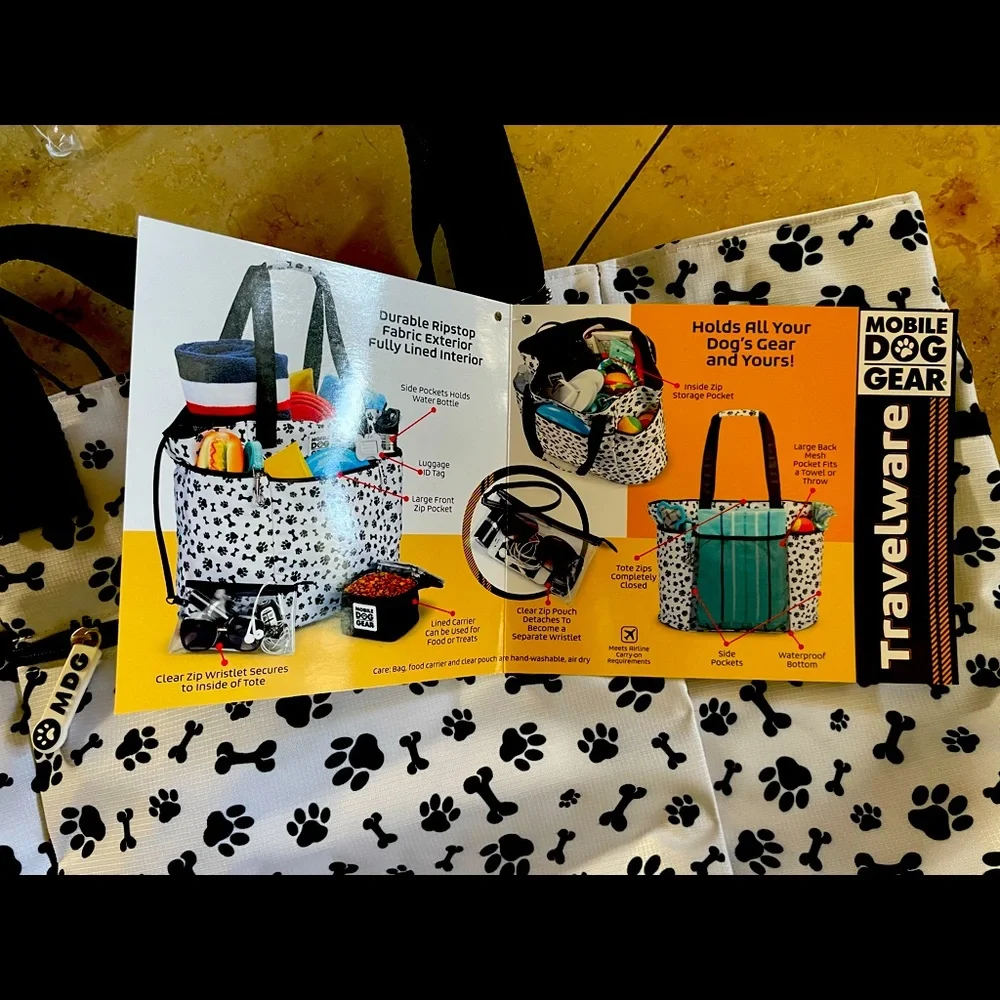 Dogssentials Tote with Food Carrier & Clear Zip Wristlet
